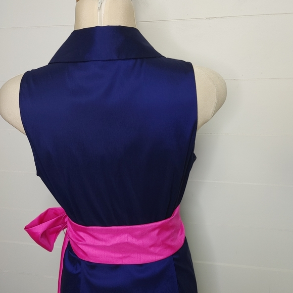 Eliza J Blue Sheen Button Down Maxi Dress Size 10 - Picture 7 of 14